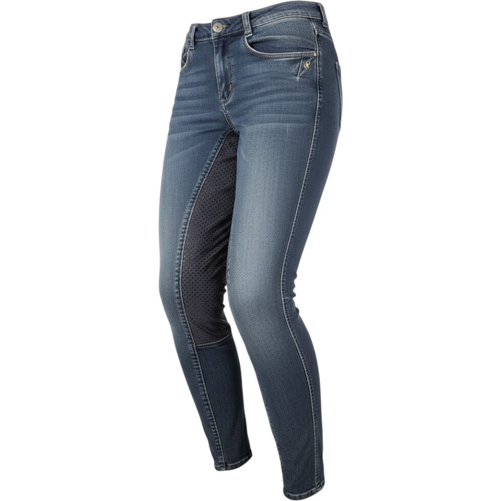 Pikeur World Riding Breeches Pants Womens 31 Blue Denim Full Seat Grip Stretch
